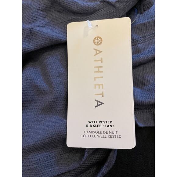 NWT ATHLETA WOMENS VIOLET BLUE SLEEVELESS TANK AND BLACK SHORTS RIB SLEEP SET 3X - Picture 11 of 12